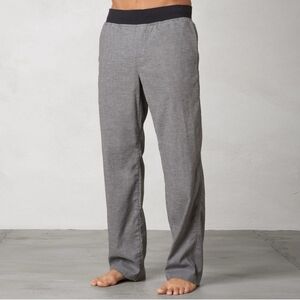 Prana Mens Vaha Hemp Blend Gray Lounge Pants Elastic Waist Drawstring Medium